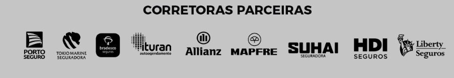 Corretoras parceiras: Porto Seguro, Tokio Marine, Bradesco Seguros, Ituran, Allianz, Mapfre, Suhai, HDI Seguros e Liberty Seguros
